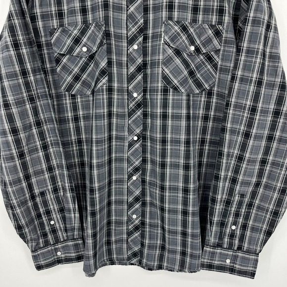 Levi's Western Shirt Men's Size‎ XL Gray Plaid Print Pearl Snap Cowboy - Picture 3 of 9
